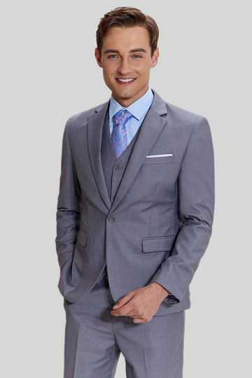 Costumes de bal à revers crantés 3 pièces pour hommes gris